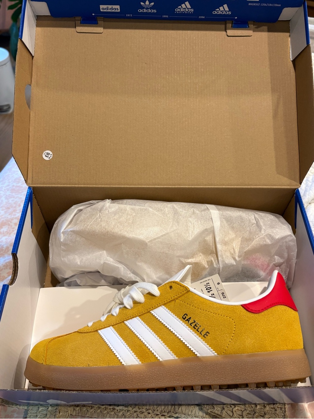 Adidas Gazelle golf unisex shoes new yellow red JS1896 women’s 10.5 men’s 9.5